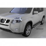Пороги алюминиевые (Brillant) Nissan X-Trail (Ниссан Икстрейл) (2007-2010-2014) (серебр)
