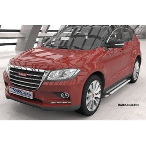 Пороги алюминиевые (Brillant) Haval H2 (2016-) (серебр)