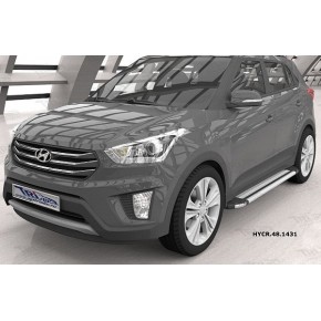 Пороги алюминиевые (Brillant) Hyundai Creta (2016-) (серебр)