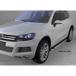 Пороги алюминиевые (Brillant) Volkswagen Touareg (Туарег) (2004-) (черн/нерж)
