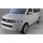 Пороги алюминиевые (Brillant) Volkswagen T5/ T6  Caravelle/Trans. (короткая база) (черн/нерж)