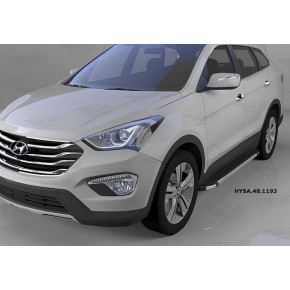Пороги алюминиевые (Brillant) Hyundai Santa Fe (Хёндай Санта Фе) (2012-/2013/2015--) (черн/нерж)