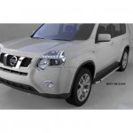 Пороги алюминиевые (Brillant) Nissan X-Trail (Ниссан Икстрейл) (2007-2010-2014) (черн/нерж)