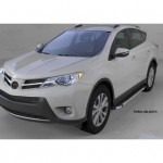 Пороги алюминиевые (Brillant) Toyota RAV4 (Тойота РАВ4) (2013-/ 2015-) (черн/нерж) силовой крепеж