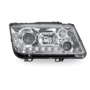 Тюнинг - комплект линзованных фар с led (светодиоды) с противотуманкой внутри хром Volkswagen Bora