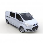 Пороги алюминиевые (Brillant) Ford Transit Custom/ Tourneo Custom (2013-) (короткая база) (черн/нерж)