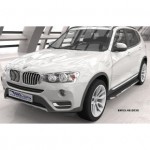 Пороги алюминиевые (Brillant) BMW X3 (F25 2010-) / BMW X4 (2014-) (черн/нерж)