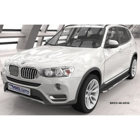 Пороги алюминиевые (Brillant) BMW X3 (F25 2010-) / BMW X4 (2014-) (черн/нерж)