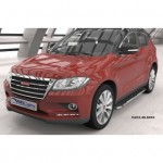 Пороги алюминиевые (Brillant) Haval H2 (2016-) (черн/нерж)