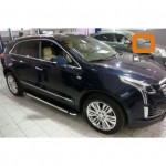 Пороги алюминиевые (Brillant) Cadillac XT5 (2016-) (черн/нерж)