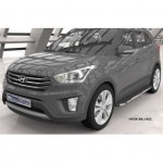 Пороги алюминиевые (Brillant) Hyundai Creta (2016-) (черн/нерж)