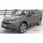 Пороги алюминиевые (Brillant) Honda CR-V (V 2017-) (черн/нерж)