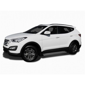 Пороги алюминиевые Hyundai SANTA FE (2012 - 05.2013) EGR (серебр)