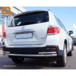 Защита заднего бампера Toyota Highlander (2010-2013) (одинарная с уголками) d 60/42