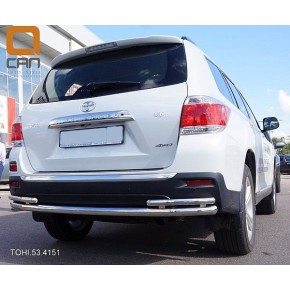 Защита заднего бампера Toyota Highlander (2010-2013) (одинарная с уголками) d 60/42