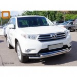 Защита переднего бампера Toyota Highlander (2010-2013) (двойная) d 60/60