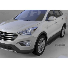 Пороги алюминиевые (Sapphire Black) Hyundai Santa Fe (Хёндай Санта Фе) (2012-/2013-/2015-)