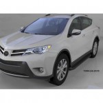 Пороги алюминиевые (Sapphire Black) Toyota RAV4 (Тойота РАВ4) (2013-/ 2015-) силовой крепеж