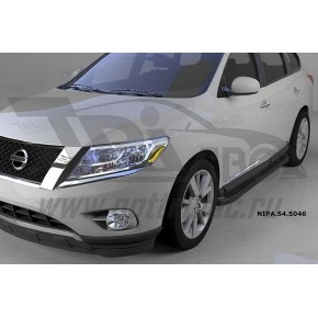 Пороги алюминиевые (Sapphire Black) Nissan Pathfinder (2014-)