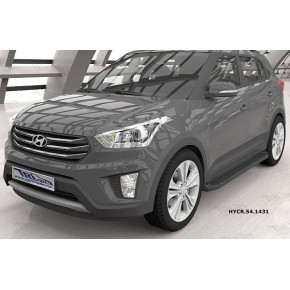Пороги алюминиевые (Sapphire Black) Hyundai Creta (2016-)