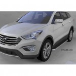 Пороги алюминиевые (Ring) Hyundai Santa Fe (Хёндай Санта Фе) (2012-/2013-/2015-)
