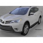 Пороги алюминиевые (Ring) Toyota RAV4 (Тойота РАВ4) (2013-/ 2015-) силовой крепеж