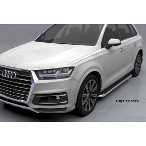 Пороги алюминиевые (Ring) Audi (Ауди) Q7 (2015-) без панорамной крыши
