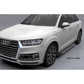 Пороги алюминиевые (Topaz) Audi (Ауди) Q7 (2015-) без панорамной крыши