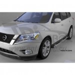 Пороги алюминиевые (Emerald silver ) Nissan Pathfinder (2014-)