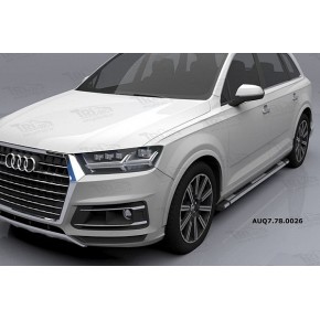 Пороги алюминиевые (Emerald silver ) Audi (Ауди) Q7 (2015-) без панорамной крыши