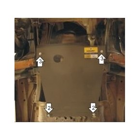 Защита  двигателя,кпп Jeep Wrangler II V-2,5 (1996-2008) (3 мм, Сталь)