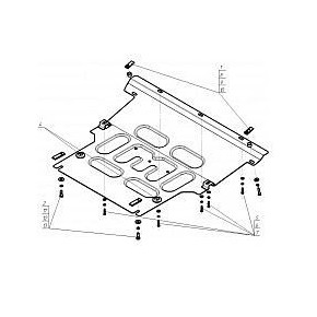 Защита двигателя,кпп Renault Megane,V-1.4,1.5,1.6,1.9,2.0(02-09)/Sc?nic,V-1.4,1.5,1.6,1.9,2.0(03-09)/Grand Sc?nic V-1.4,1.5,1.(04-06) (1,5 мм, Сталь)