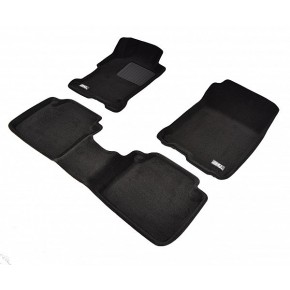 Коврики салона текстильные 3D Lux Premium для Honda Accord (2013 - )(2 ряда)(сплошной 2й ряд) черный