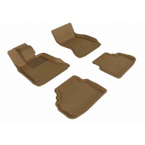 Коврики салона текстильные 3D Lux для BMW 7** F01 SWB (2009 - 2012)(2 ряда)(задние с перемычкой) бежевый