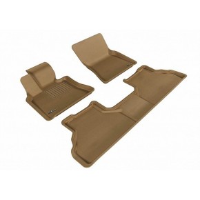 Коврики салона текстильные 3D Lux для BMW X5 E70 (2007 - 2013)(2 ряда)(сплошной 2й ряд) бежевый