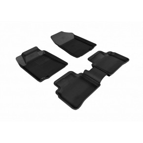 Коврики салона текстильные 3D Lux для Nissan Teana (2008 - 2013)(2 ряда)(задние с перемычкой) черный