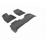 Коврики салона текстильные 3D Lux для Toyota Land Cruiser 200 (2007 - 2011)(2 ряда)(сплошной 2й ряд) серый