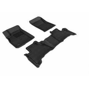 Коврики салона текстильные 3D Lux для Toyota Land Cruiser 120 Prado (1995 - 2008)(2 ряда)(сплошной 2й ряд) черный