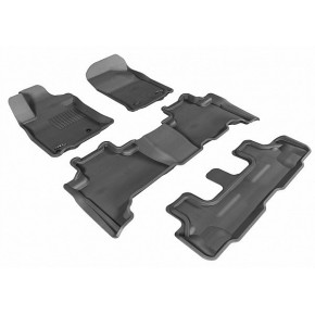 Коврики салона текстильные 3D Lux для Toyota Land Cruiser 150 Prado (2009 - 2014)(3 ряда)(сплошной 2й ряд)(сплошной 3й ряд) серый