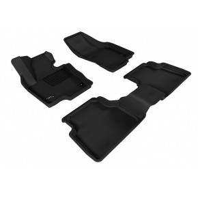 Коврики салона текстильные 3D Lux для Volkswagen Tiguan (2011-2017)(2 ряда)(сплошной 2й ряд) черный