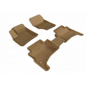 Коврики салона текстильные 3D Lux для Volkswagen Touareg (2002 - 2010)(2 ряда)(задние с перемычкой) бежевый
