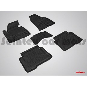 Коврики салона резиновые с бортиком для HYUNDAI SANTA FE III (2012-) (задние коврики с перемычкой)