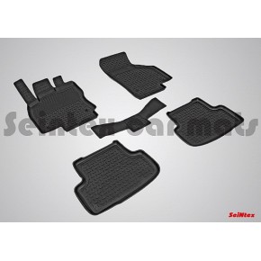Коврики салона резиновые с бортиком для VOLKSWAGEN GOLF VII (2012-) (задние коврики с перемычкой)