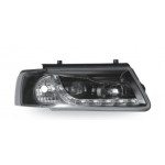 Тюнинг - комплект линзованных фар с led (светодиоды) литой указатель поворота внутри черные Volkswagen Passat B5